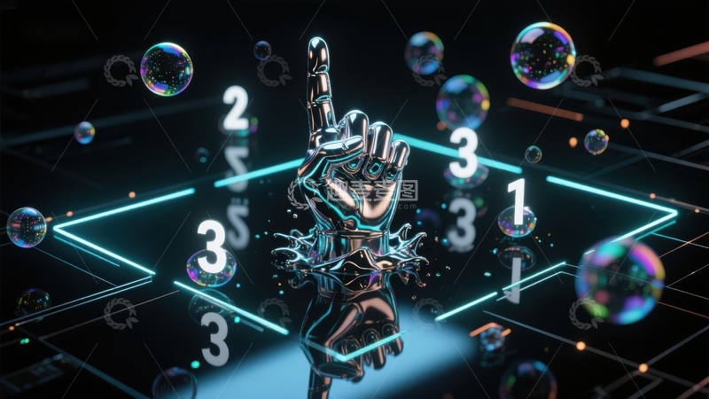 高清大图下载【趣麦麦图】未来科技手势与数字泡泡