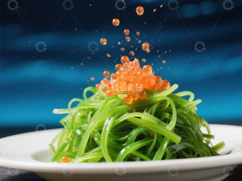 高清大图下载【趣麦麦图】海藻沙拉配鱼子酱，视觉盛宴