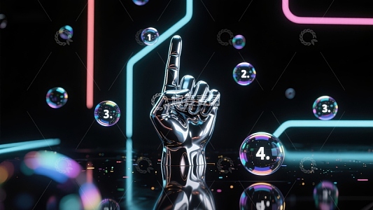 未来科技手势与数字气泡