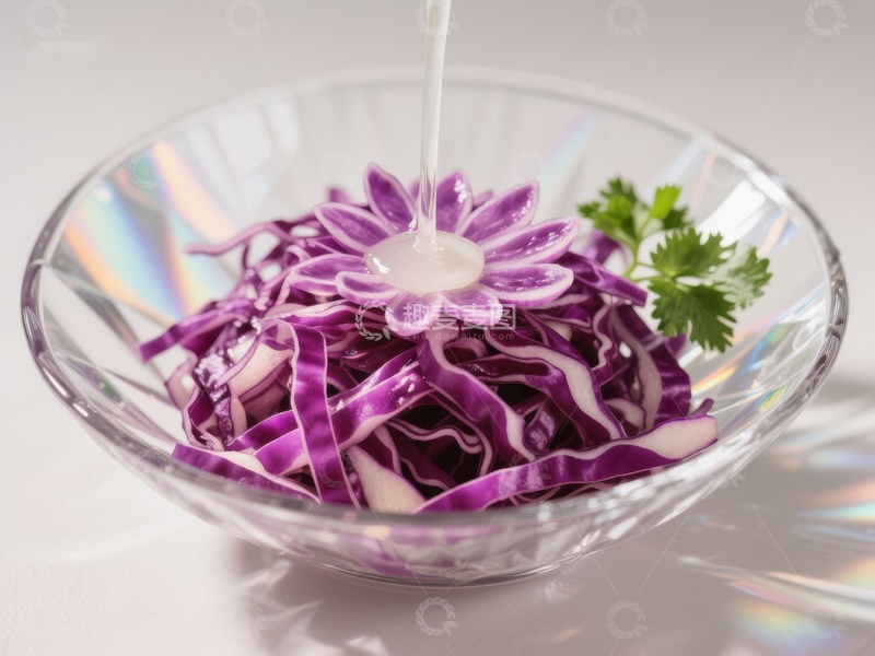 高清大图下载【趣麦麦图】紫甘蓝沙拉配汁，清新健康