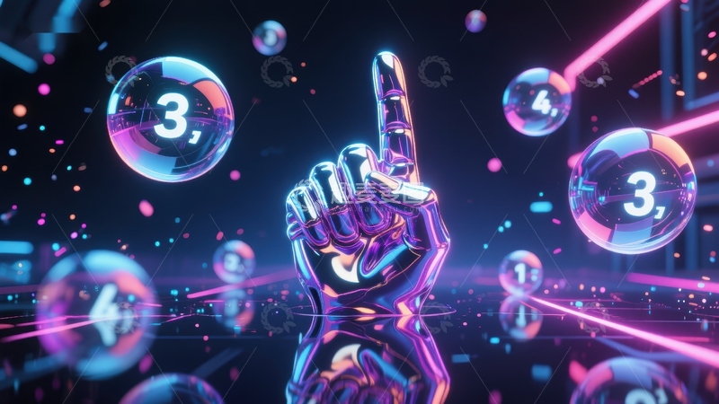 高清大图下载【趣麦麦图】未来科技手势与数字气泡