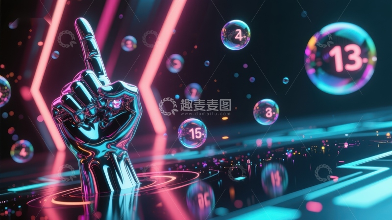 高清大图下载【趣麦麦图】未来科技手势与数字气泡