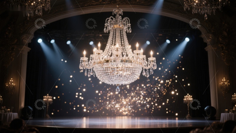 高清大图下载【趣麦麦图】华丽舞台上的璀璨吊灯