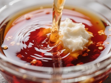 蜂蜜倒入碗中与奶油混合