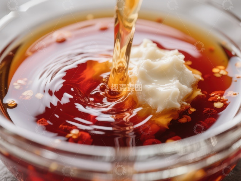 高清大图下载【趣麦麦图】-蜂蜜倒入碗中与奶油混合
