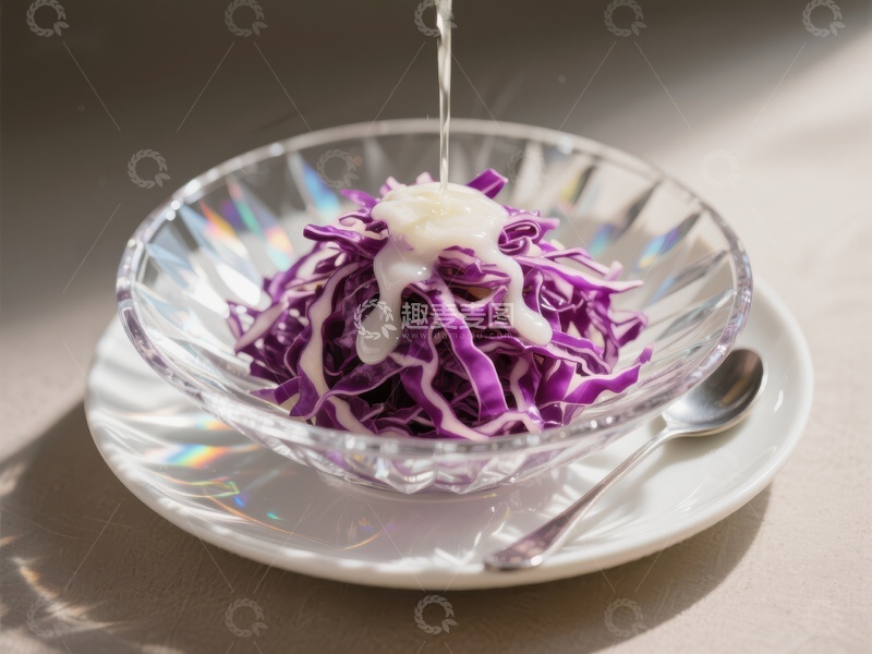 高清大图下载【趣麦麦图】紫色卷心菜沙拉配酸奶油