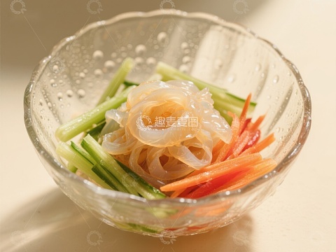 透明碗中的蔬菜凉拌菜