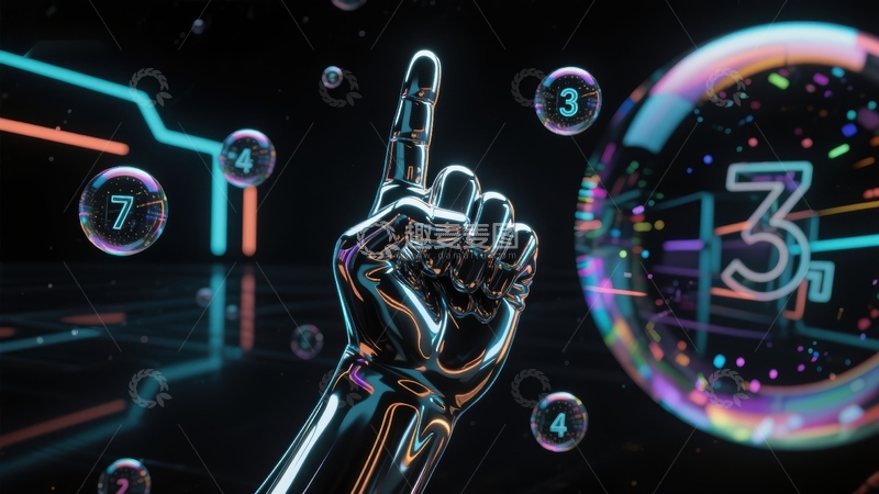 高清大图下载【趣麦麦图】未来科技手势与数字泡泡