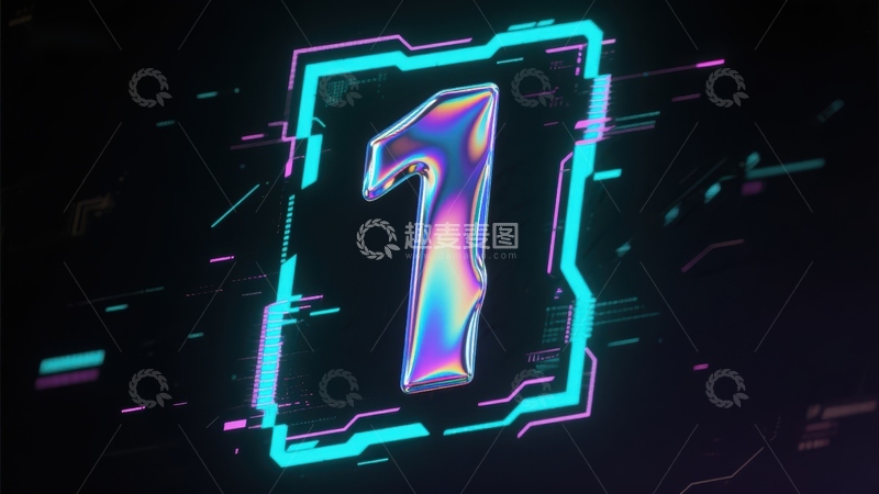 高清大图下载【趣麦麦图】数字1的霓虹科技风格展示