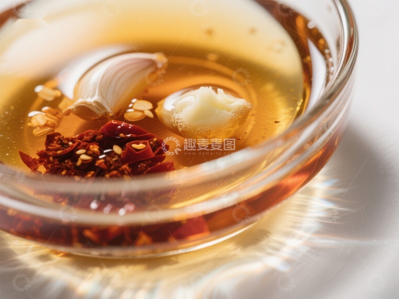 高清大图下载【趣麦麦图】蒜瓣辣椒浸泡油中