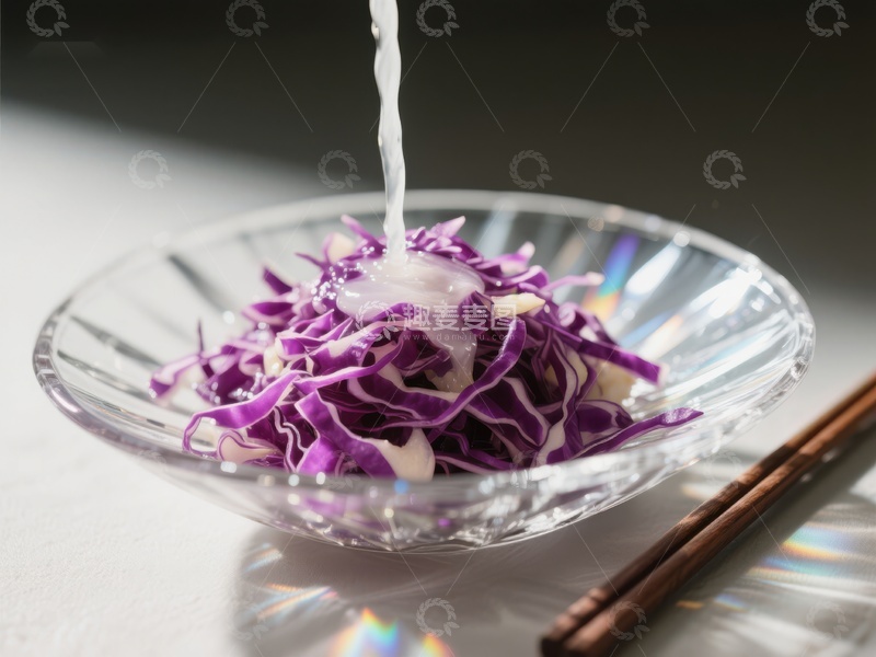 高清大图下载【趣麦麦图】紫甘蓝沙拉浇汁特写