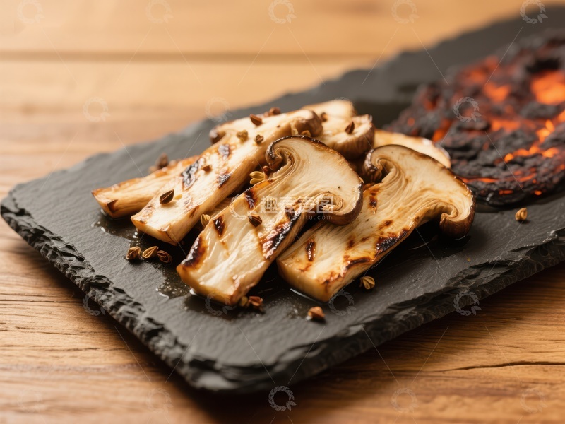 高清大图下载【趣麦麦图】烤制蘑菇与脆片摆盘