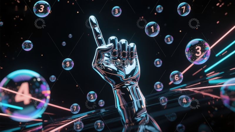 高清大图下载【趣麦麦图】未来科技手势与数字泡泡