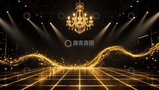 金色舞台灯光与流光溢彩的场景