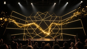 金色光影交织的舞台表演