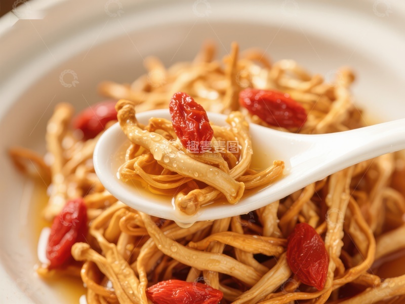 高清大图下载【趣麦麦图】金针菇配枸杞的美味佳肴