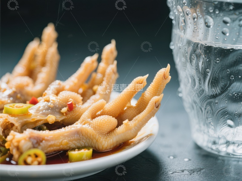 高清大图下载【趣麦麦图】香辣鸡爪配冰水，清爽解腻