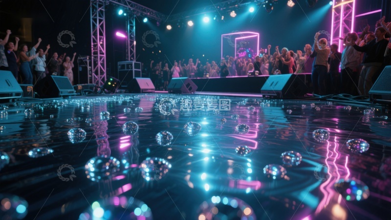 高清大图下载【趣麦麦图】舞台灯光下的泡泡与观众