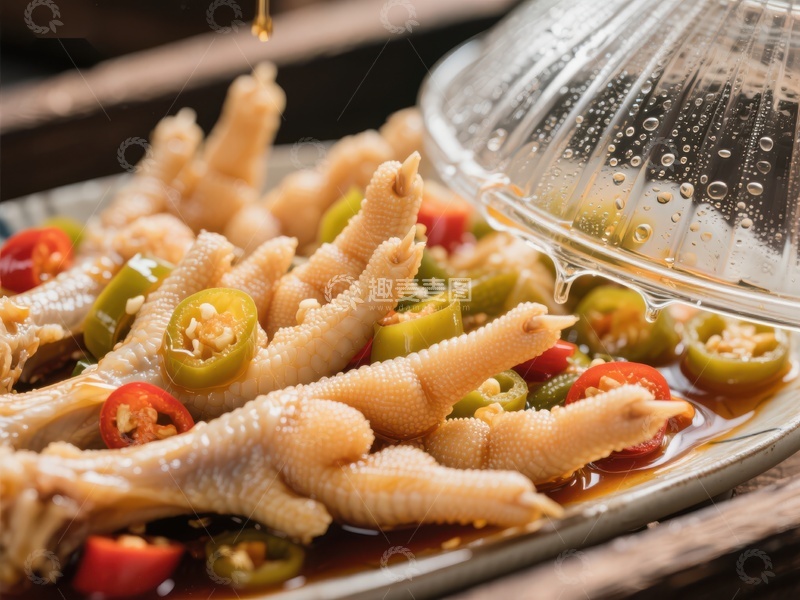 高清大图下载【趣麦麦图】香辣鸡爪配青椒，美味佳肴