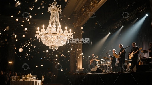 华丽舞台上的乐队表演