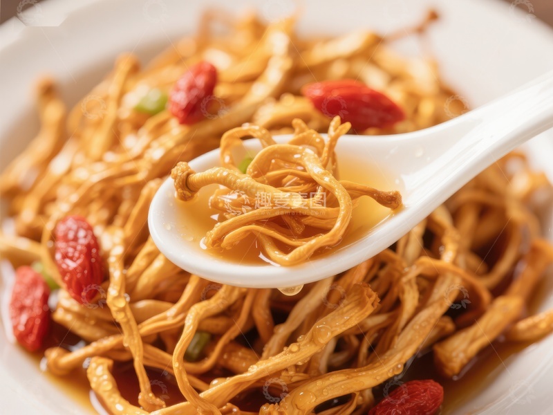 高清大图下载【趣麦麦图】金针菇炒枸杞美食特写