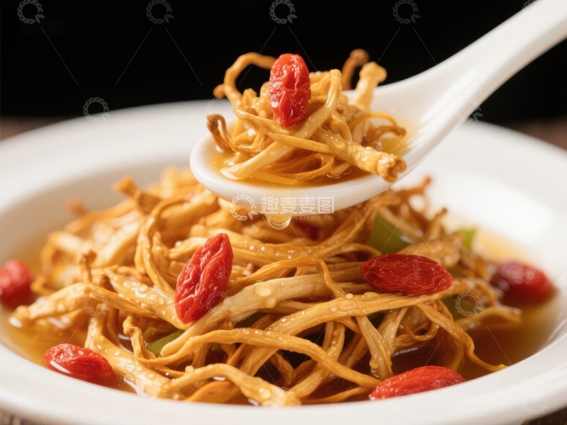 高清大图下载【趣麦麦图】枸杞炒豆芽，美味健康佳肴