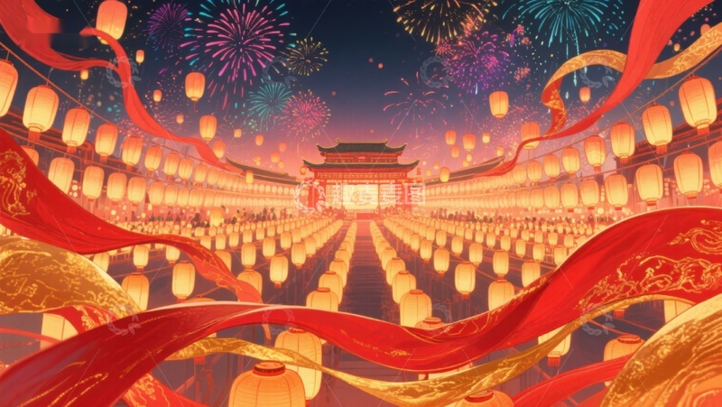 灯火辉煌的节日庆典