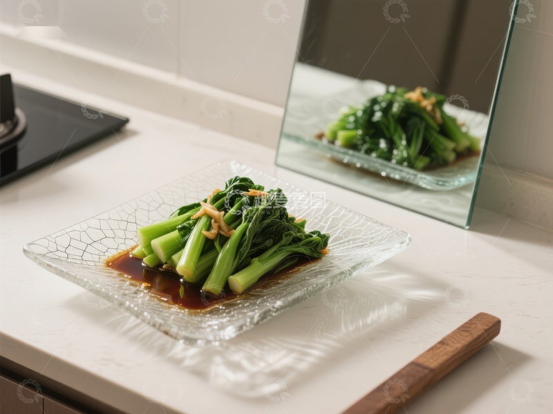 高清大图下载【趣麦麦图】清炒时蔬配酱汁，简约厨房摆盘