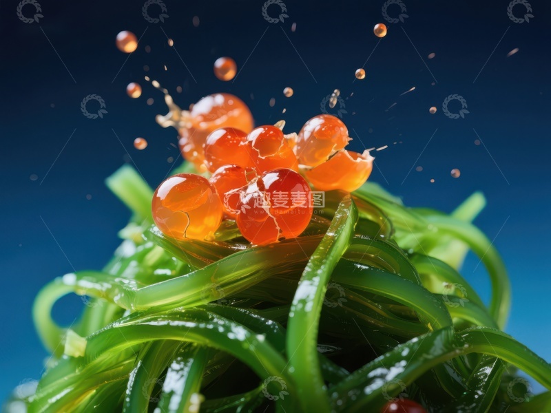 高清大图下载【趣麦麦图】海藻上的鱼子酱特写