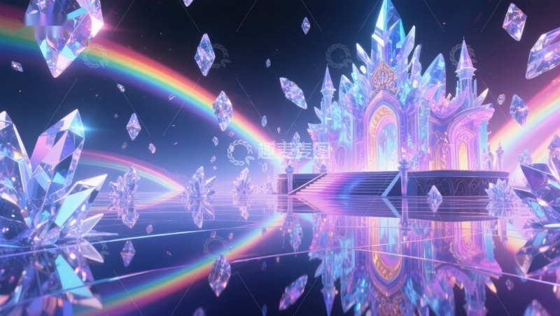 高清大图下载【趣麦麦图】梦幻水晶宫殿与彩虹