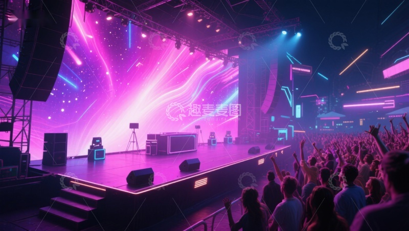 高清大图下载【趣麦麦图】炫彩舞台灯光下的热烈演唱会