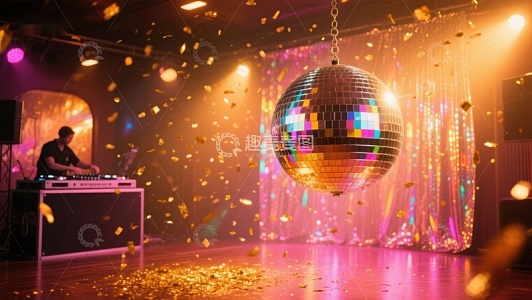 夜店派对：DJ与闪耀迪斯科球