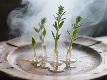 试管中的植物幼苗与蒸汽