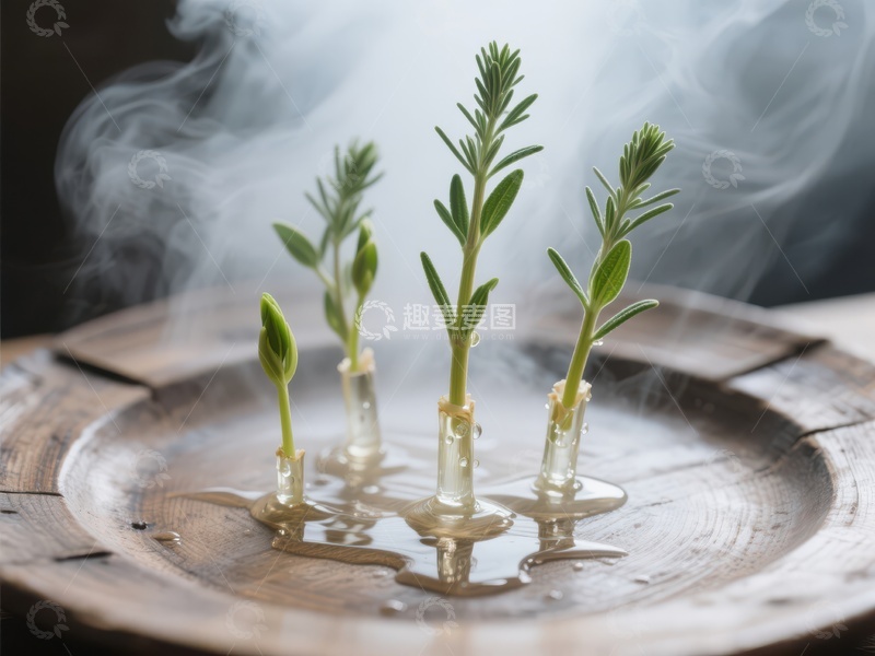 高清大图下载【趣麦麦图】试管中的植物幼苗与蒸汽