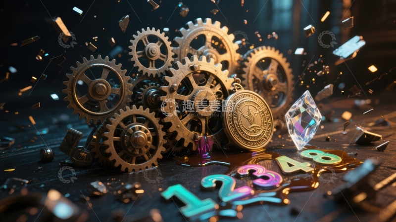 高清大图下载【趣麦麦图】齿轮与数字的机械艺术