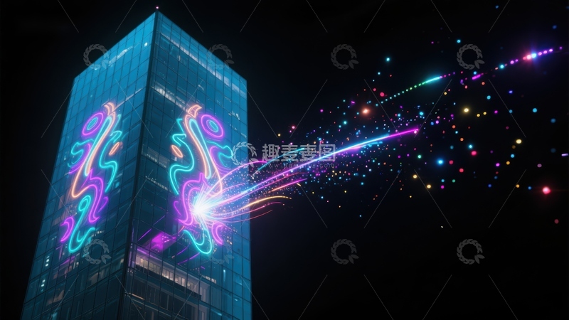 高清大图下载【趣麦麦图】夜空下的霓虹建筑