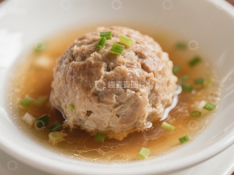 高清大图下载【趣麦麦图】清汤肉丸，点缀葱花