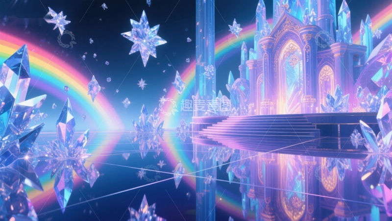高清大图下载【趣麦麦图】梦幻水晶宫殿与彩虹