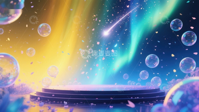 高清大图下载【趣麦麦图】极光舞台与泡泡梦幻场景