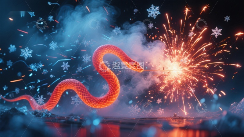 高清大图下载【趣麦麦图】蛇舞烟花，冬夜奇景