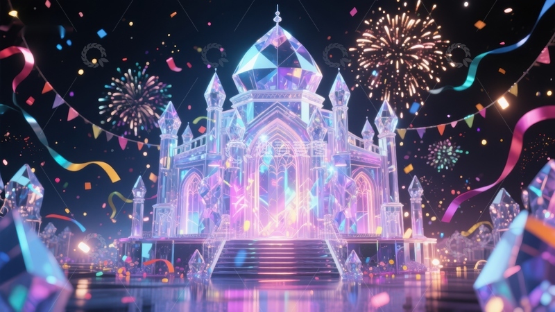 高清大图下载【趣麦麦图】梦幻水晶宫殿夜景