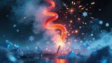 烟花与冰晶的奇幻交织