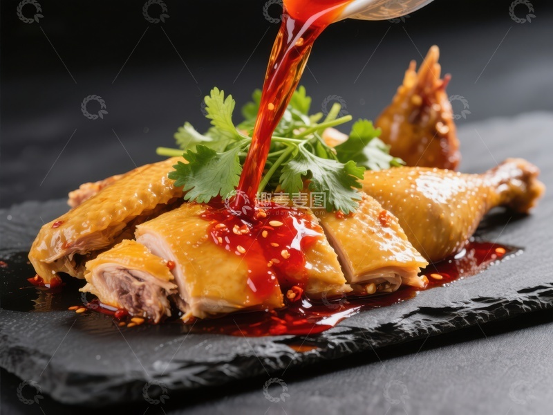 高清大图下载【趣麦麦图】酱汁淋鸡，美味呈现