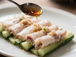 蒜泥白肉卷配黄瓜条