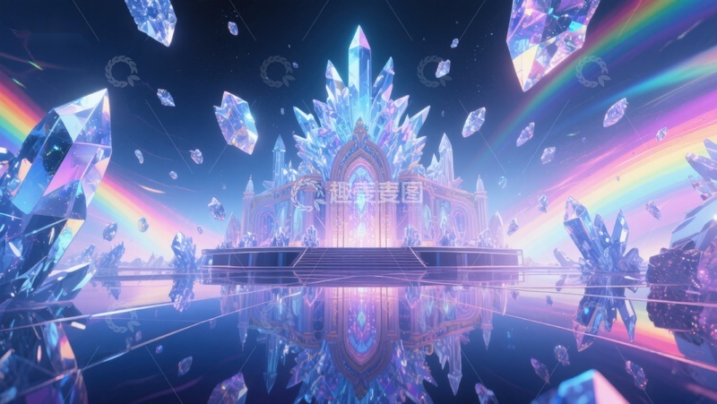 高清大图下载【趣麦麦图】梦幻水晶宫殿与彩虹