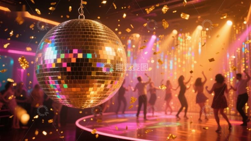 高清大图下载【趣麦麦图】璀璨迪斯科球下的舞动人群