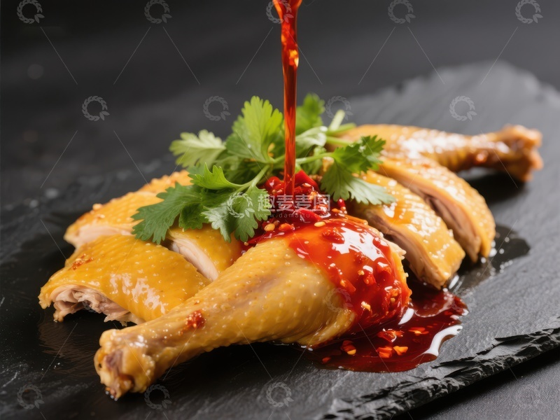 高清大图下载【趣麦麦图】香辣鸡腿淋酱，美味诱人