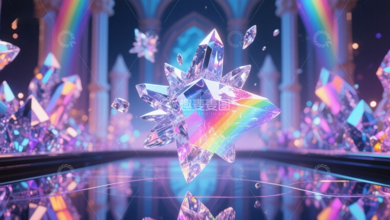 高清大图下载【趣麦麦图】彩虹水晶在梦幻宫殿中闪耀
