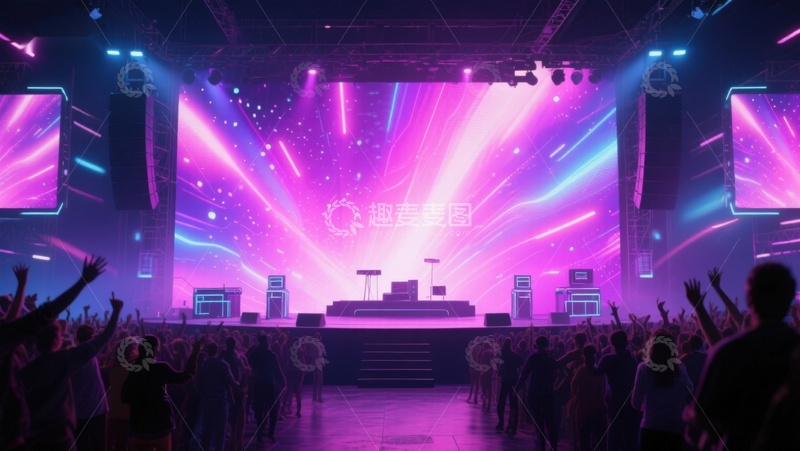 高清大图下载【趣麦麦图】炫彩灯光下的大型演唱会现场
