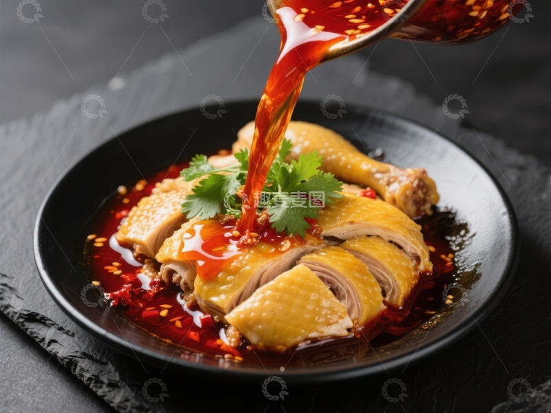 高清大图下载【趣麦麦图】红油淋鸡，美味佳肴